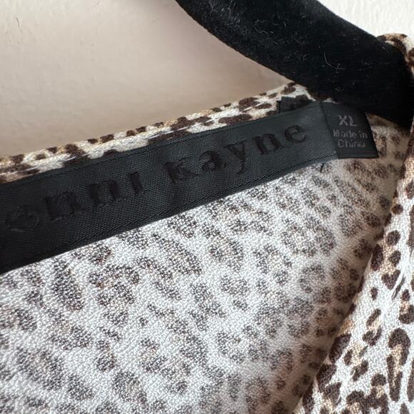 Jenni Kanye Leopard Print Midi Dress Cream Brown Round Neck Short Sleeve Sz XL - Picture 3 of 5